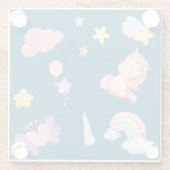 Niedlich Unicorn Rainbow Herzballon Sternmuster Glasuntersetzer (Rückseite)