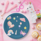 Niedlich Unicorn Rainbow Herzballon Sternmuster Pappteller (Party)