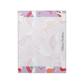 Niedlich Unicorn Rainbow Lila Notizblock (Rotiert)
