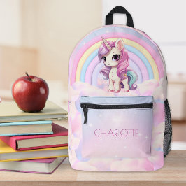 Niedlich Unicorn Rainbow Personalisiert Kids Name Bedruckter Rucksack