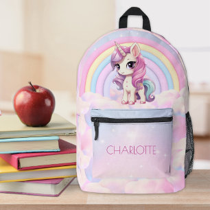 Niedlich Unicorn Rainbow Personalisiert Kids Name Bedruckter Rucksack