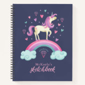Niedlich Unicorn Rainbow Sketchbook Notizblock (Vorderseite)