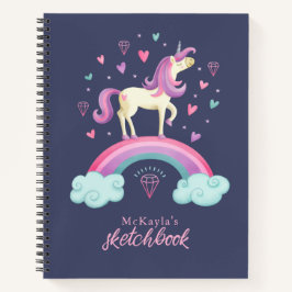 Niedlich Unicorn Rainbow Sketchbook Notizblock