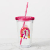 Niedlich Unicorn Regenbogen Personalisiert Name Ro Acryltrinkbecher (Rückseite)
