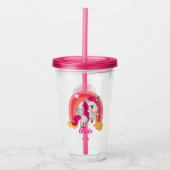 Niedlich Unicorn Regenbogen Personalisiert Name Ro Acryltrinkbecher (Vorderseite)