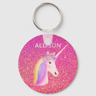 Niedlich Unicorn Rosa Glitzer Glitzern Fantasy Gir Schlüsselanhänger