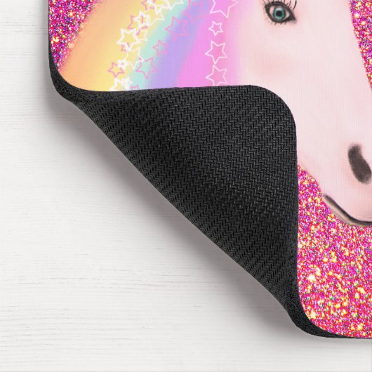 Niedlich Unicorn Rosa Glitzer Sparkle Personalisie Mousepad (Ecke)
