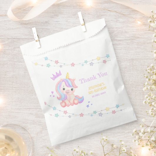 Niedlich Unicorn Stars Banner Fantasy Danke Geschenktütchen (Ausgeschnitten)
