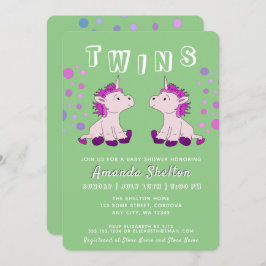 Niedlich Unicorn Twins 2 Baby Girls Babydusche Einladung