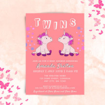 Niedlich Unicorn Twins 2 Baby Girls Babydusche