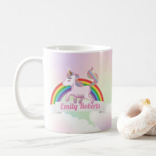 Niedlich Unicorn und Rainbow Pastel Holographisch Kaffeetasse
