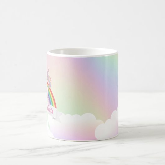 Niedlich Unicorn und Rainbow Pastel Holographisch Kaffeetasse (Mittel)