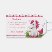 Niedlich Unicorn Vielen Dank Karte mit Polka Dots Geschenkanhänger (Vorderseite (Horizontal))