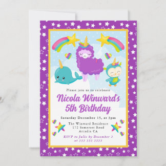 Niedlich Unicorn Wannabe Animals Kindergeburtstag Einladung