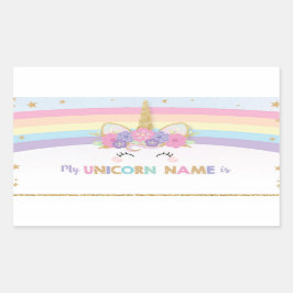 Niedlich Unicorn Was ist Ihr Einhorn-Name-Spiel Rechteckiger Aufkleber