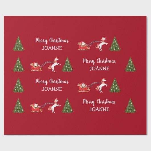 Niedlich Unicorn Weihnachtsnamen Personalisierter  Geschenkpapier (Flach)