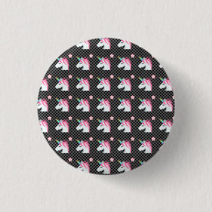 Niedlich Unicorns Blume Emoji Polka Dots Muster Button