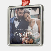 Niedlich Unser erstes Foto zur Weihnachtszeit Ornament Aus Metall (Links)