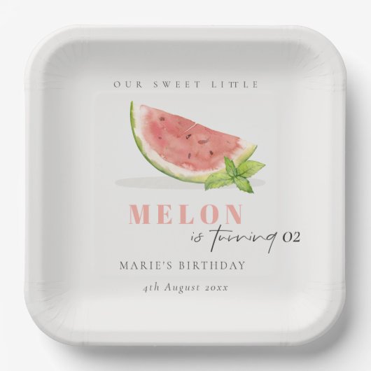 Niedlich unser kleines Melon Rot Grün jedes Alter  Pappteller (Vorderseite)