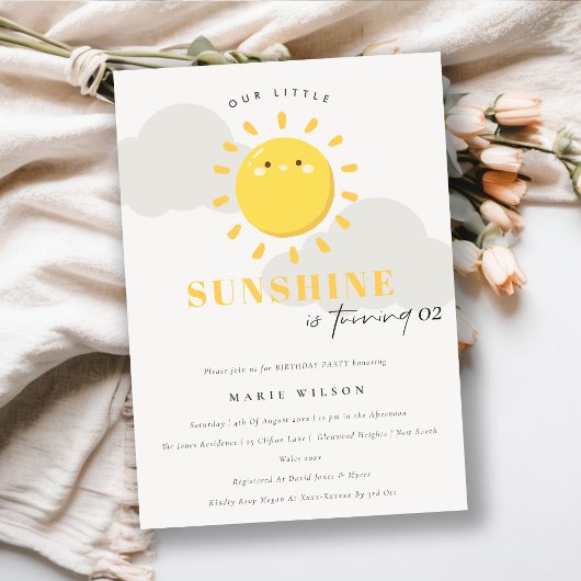 Niedlich unser kleines Sonnengelb, jedes Alter Geb Einladung