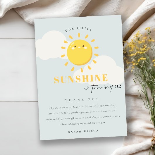 Niedlich unser kleines Sonnenschein Blau jedes Alt Dankeskarte
