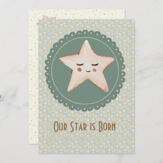 Niedlich Unser Stern ist ein Geborener Junge oder Ankündigung (Vorne/Hinten)