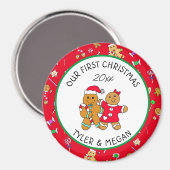 Niedlich Unsere ersten Weihnachten mit Gingerbrett Magnet (Vorderseite/Rückseite)