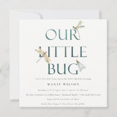Niedlich unsere kleine Bug Blue Dragonfly Babydusc Einladung (Vorderseite)