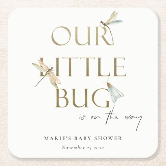Niedlich unsere kleine Bug Gold Dragonfly Babydusc Rechteckiger Pappuntersetzer (Vorderseite)