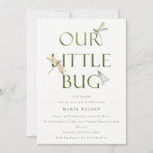 Niedlich unsere kleine Bug Green Dragonfly Babydus Einladung (Vorderseite)