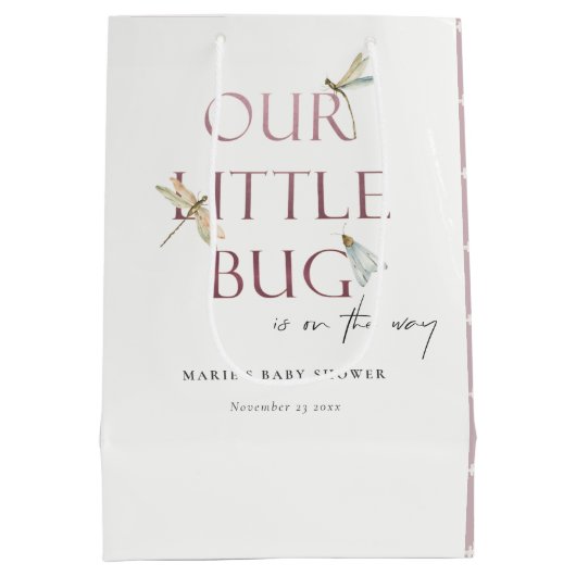 Niedlich unsere kleine Bug Pink Dragonfly Babydusc Mittlere Geschenktüte (Rückseite)
