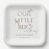 Niedlich unsere kleine Bug Pink Dragonfly Babydusc Pappteller (Vorderseite)