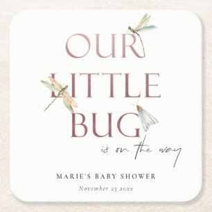 Niedlich unsere kleine Bug Pink Dragonfly Babydusc Rechteckiger Pappuntersetzer