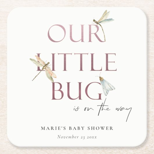 Niedlich unsere kleine Bug Pink Dragonfly Babydusc Rechteckiger Pappuntersetzer (Vorderseite)