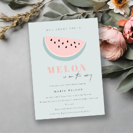 Niedlich unsere kleine Melon Pastel Pink Blue Baby Einladung