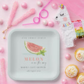 Niedlich unsere kleine Melon Watercolor Blue Baby Pappteller (Party)