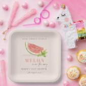 Niedlich unsere kleine Melon Watercolor Blush Baby Pappteller (Party)