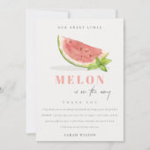 Niedlich unsere kleine Melon Watercolor Red Baby D Dankeskarte (Vorderseite)