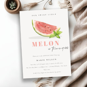 Niedlich unsere kleine Melon Watercolor Red Baby D Einladung