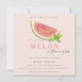 Niedlich unsere kleine Melone Blush jeden Geburtst Einladung (Vorderseite)
