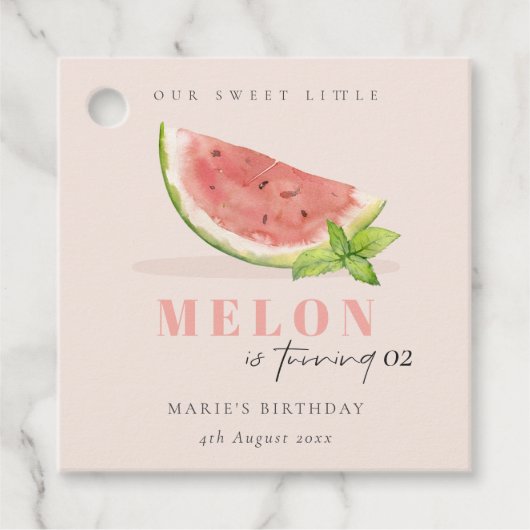 Niedlich unsere kleine Melone Blush jeden Geburtst Geschenkanhänger (Vorderseite)