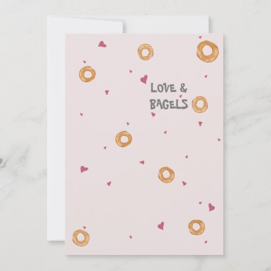 Niedlich "UNSERE KLEINE PIGGY" | "Liebe & Bagels" Einladung (Rückseite)