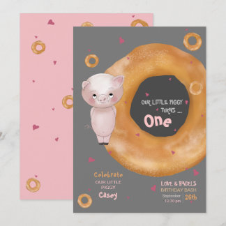 Niedlich "UNSERE KLEINE PIGGY" | "Liebe & Bagels" Einladung