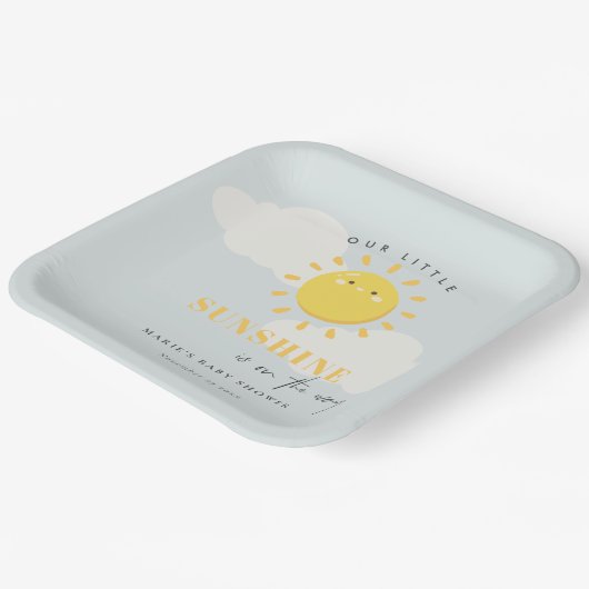 Niedlich unsere kleine Sonnenschein Blue Boy Baby Pappteller (Gewinkelt)