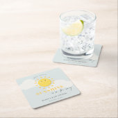 Niedlich unsere kleine Sonnenschein Blue Boy Baby Rechteckiger Pappuntersetzer (Vor Ort)