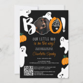 Niedlich unsere kleinen Geister schwarze Foto Baby Einladung (Vorderseite)