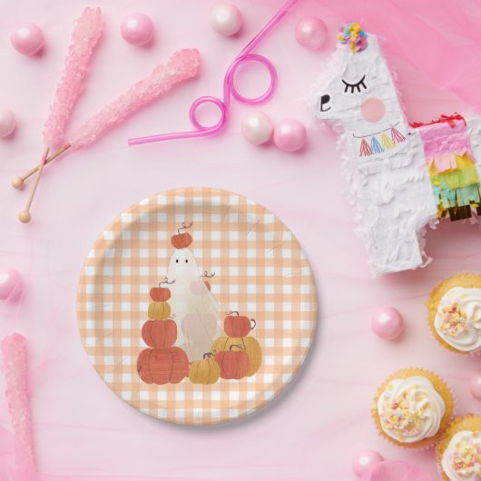 Niedlich Unsichtbares Halloween Pumpkin Ghost Ging Pappteller (Party)