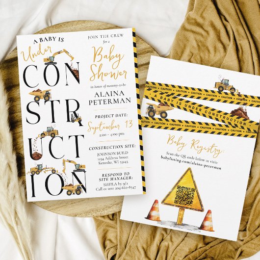 Niedlich unter Baugewerbe Truckwagen Babydusche Einladung