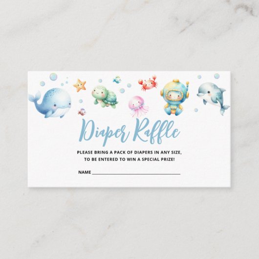 Niedlich unter dem Meer Babydusche Windelwanne Begleitkarte (Vorderseite)