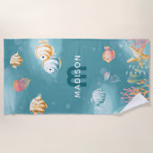 Niedlich unter dem Meer Name der Kinder Strandtuch (Vorderseite)